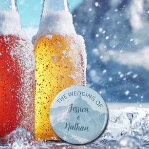 Beautiful Mountain Photography Winter Wedding Bottle Opener