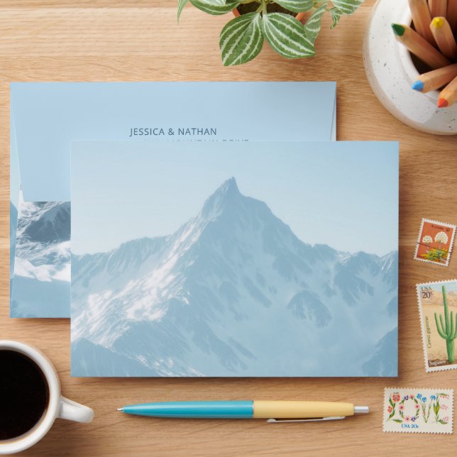 Beautiful Mountain Photography Winter Wedding Envelope (Desk)