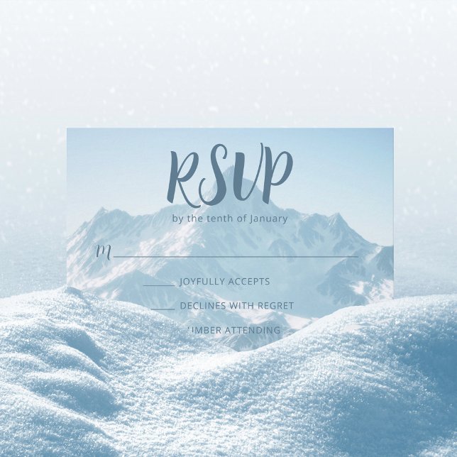 Beautiful Mountain Photography Winter Wedding RSVP Card (Creator Uploaded)