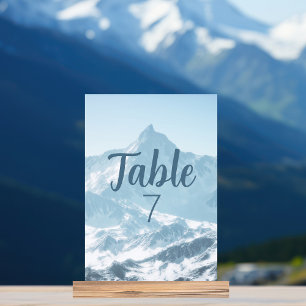 Beautiful Mountain Photography Winter Wedding Table Number