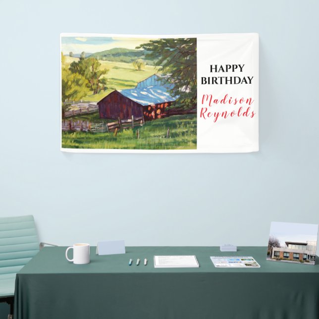 Beautiful Mountain Ranch View Birthday Banner (Tradeshow)