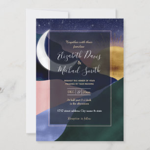 Beautiful Mountain River Moon Sunset Design Invitation
