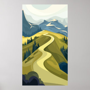 Beautiful mountain road poster