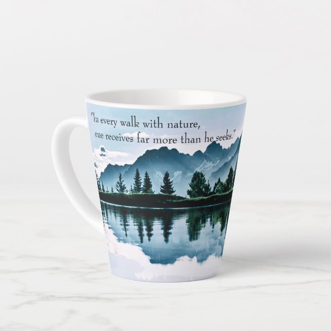 Beautiful Mountain Scenery with John Muir Words   Latte Mug (Left Angle)