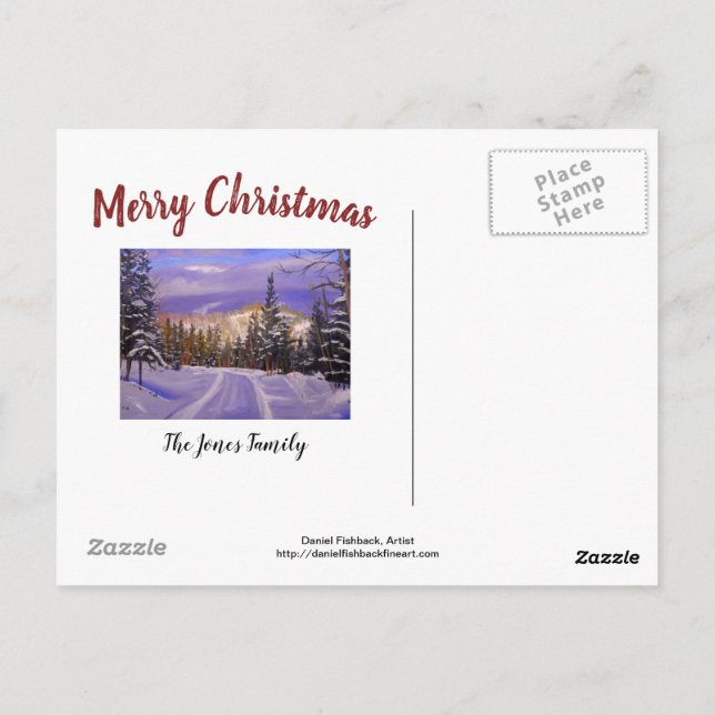 Beautiful Mountain Snow Christmas Card (Back)