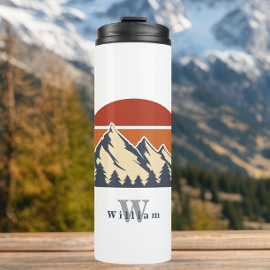 Beautiful Mountain Sunset Monogram Thermal Tumbler
