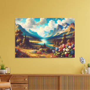 Beautiful mountains and a Magical River Canvas Print