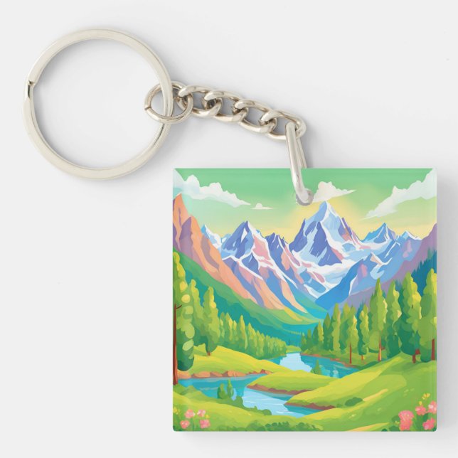 Beautiful Mountains Key Ring (Front)