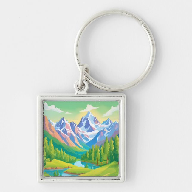 Beautiful Mountains Key Ring (Front)