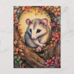 Beautiful Mouse In The Autumn Forest Art Postcard