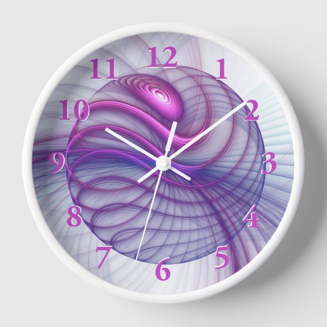 Beautiful Movements Abstract Fractal Art Pink Clock (Front)