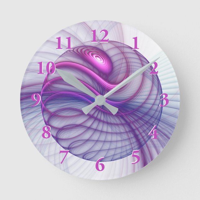 Beautiful Movements Abstract Fractal Art Pink Round Clock (Front)