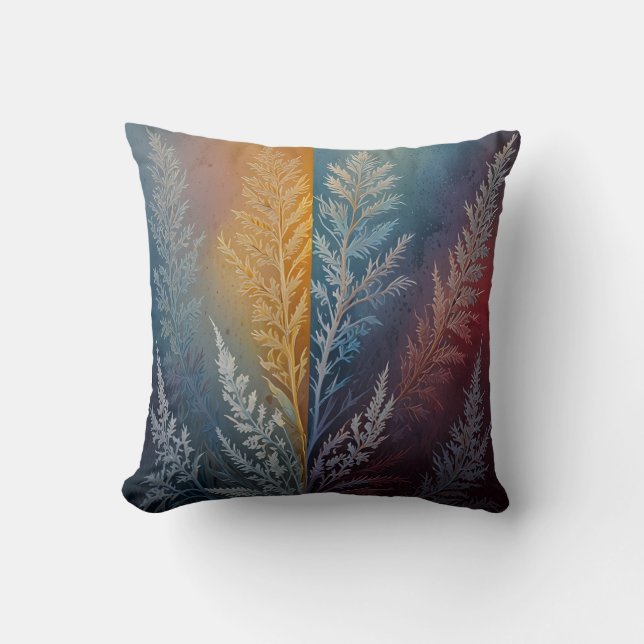 Beautiful multi coloured ice crystal feathered  cushion (Front)