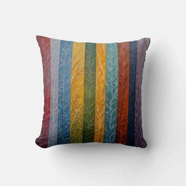Beautiful multi coloured ice crystal feathered  cushion (Front)
