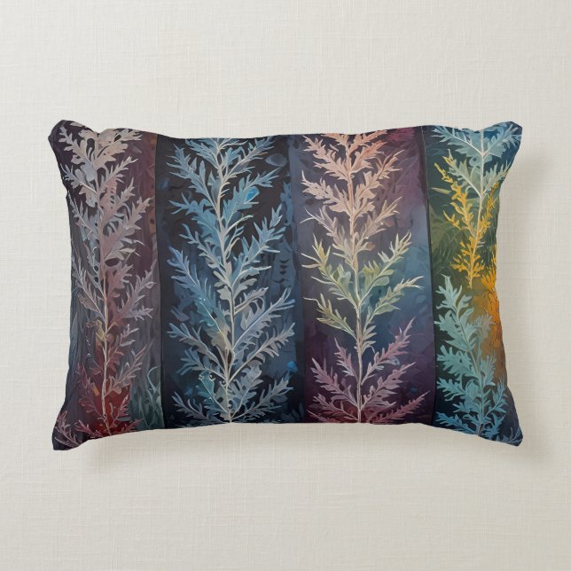 Beautiful multi coloured ice crystal feathered  decorative cushion (Front)
