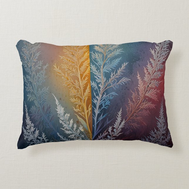 Beautiful multi coloured ice crystal feathered  decorative cushion (Front)