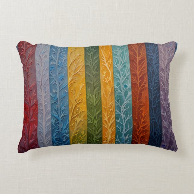 Beautiful multi coloured ice crystal feathered  decorative cushion (Front)