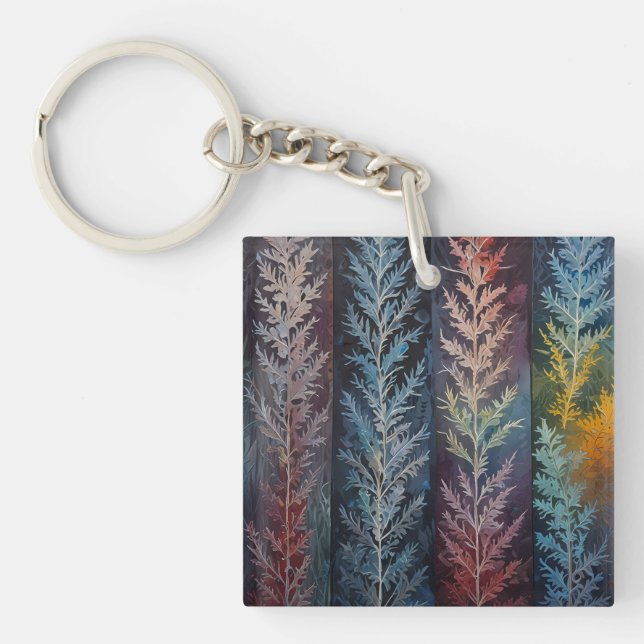 Beautiful multi coloured ice crystal feathered  key ring (Front)
