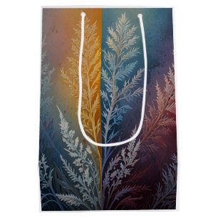 Beautiful multi coloured ice crystal feathered medium gift bag