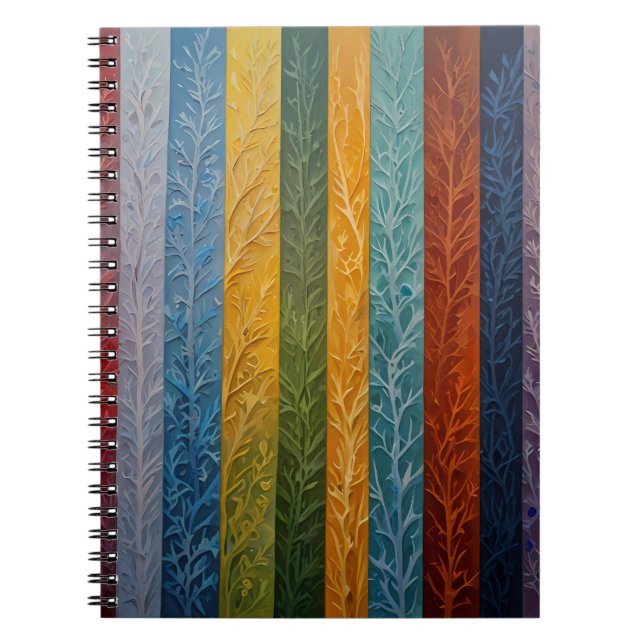 Beautiful multi coloured ice crystal feathered  notebook (Front)