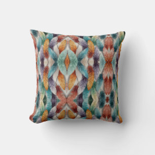 Beautiful multi coloured ice crystal feathers cushion