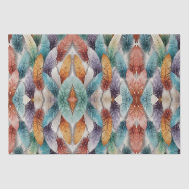 Beautiful multi coloured ice crystal feathers  tissue paper (Front)