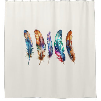 Beautiful Multicolor Boho Feathers - Graphic Art Shower Curtain
