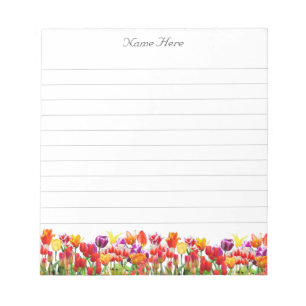 Beautiful Multicolor Tulip Flowers Lined Notepad