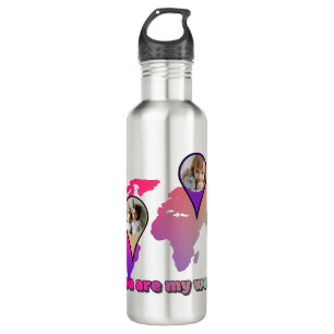 Beautiful Multicolor World Map Photo Collage 710 Ml Water Bottle