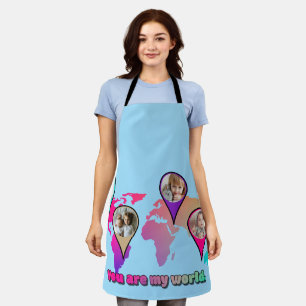 Beautiful Multicolor World Map Photo Collage Apron