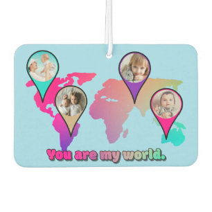 Beautiful Multicolor World Map Photo Collage Car Air Freshener