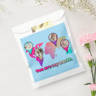 Beautiful Multicolor World Map Photo Collage Favour Bags