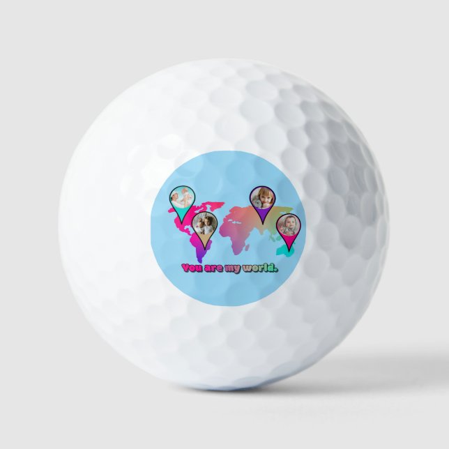 Beautiful Multicolor World Map Photo Collage Golf Balls (Front)