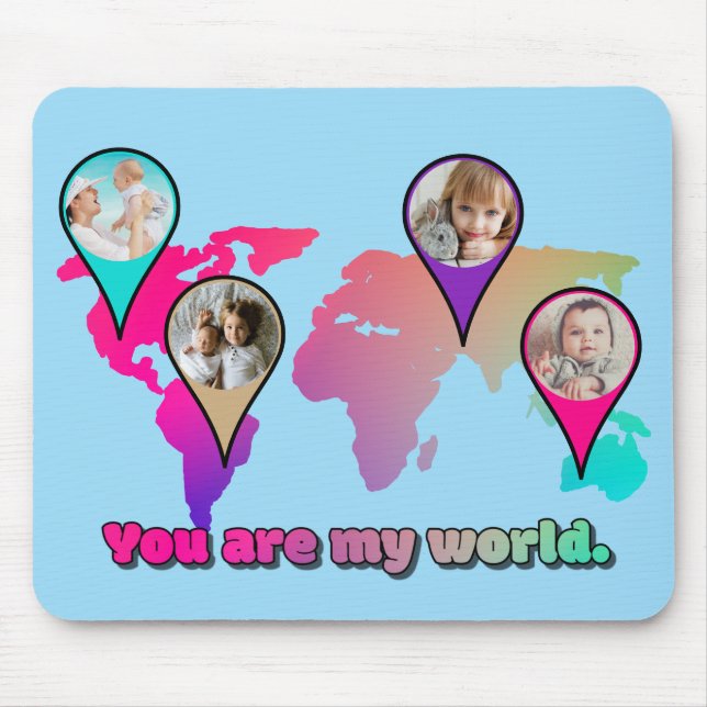Beautiful Multicolor World Map Photo Collage Mouse Mat (Front)