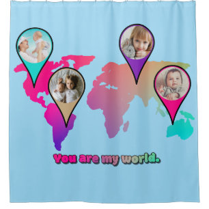 Beautiful Multicolor World Map Photo Collage Shower Curtain