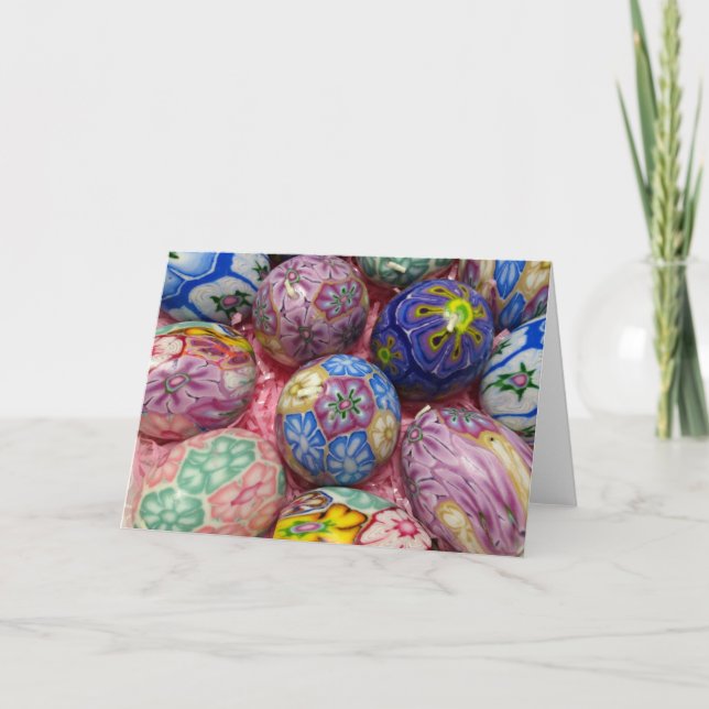 Beautiful multicolored wax Ukranian Eggs Holiday Card (Front)