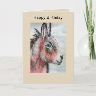 Beautiful multicoloured donkey Birthday Card