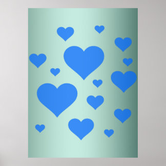Beautiful multiple blue heart poster