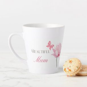 Beautiful Mum Floral Butterfly, Elegant Mothers Latte Mug