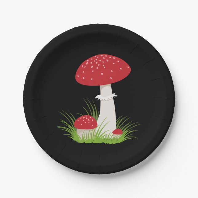 Beautiful Mushroom Paper Plate (Front)