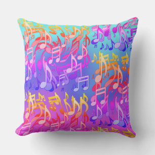 Beautiful Music Bright Happy Colourful Artsy Cushion