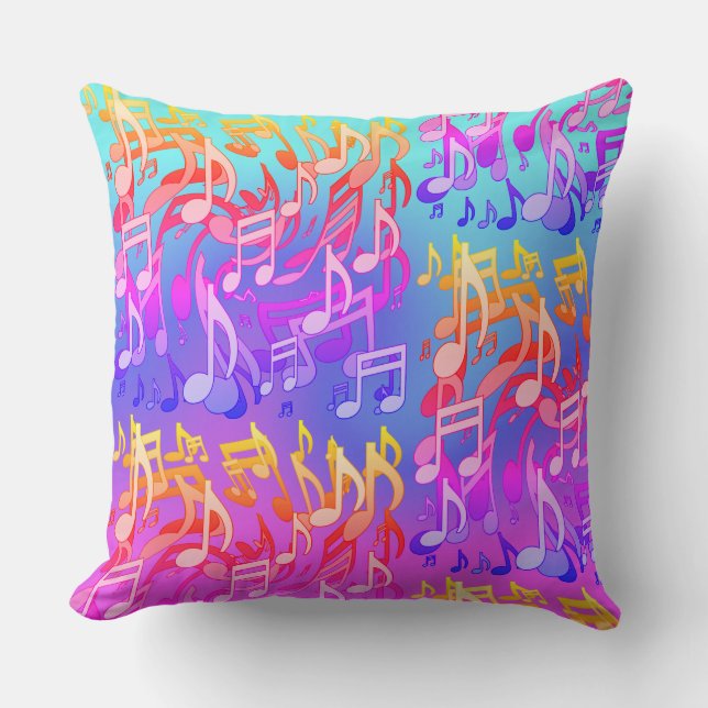Beautiful Music Bright Happy Colourful Artsy Cushion (Front)
