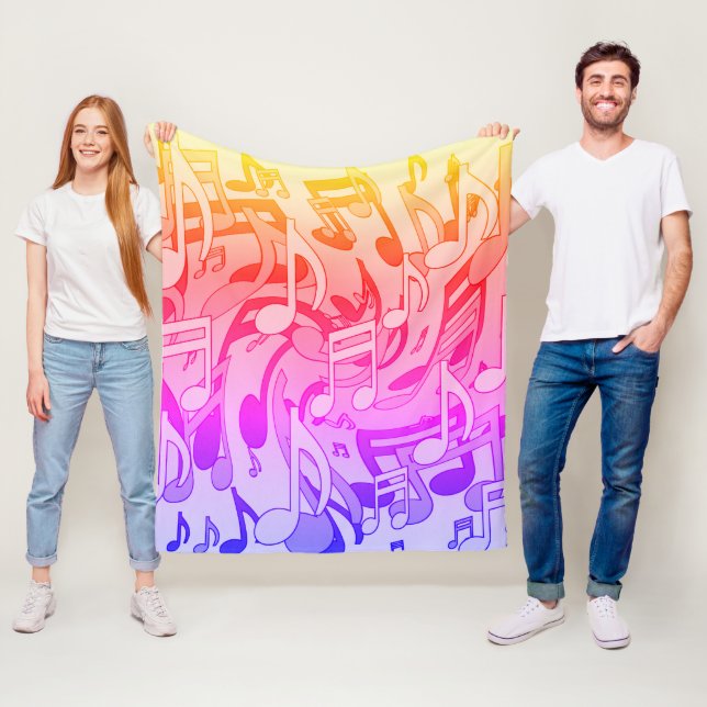 Beautiful Music Happy Colours Lively Musical Notes Fleece Blanket (In Situ)