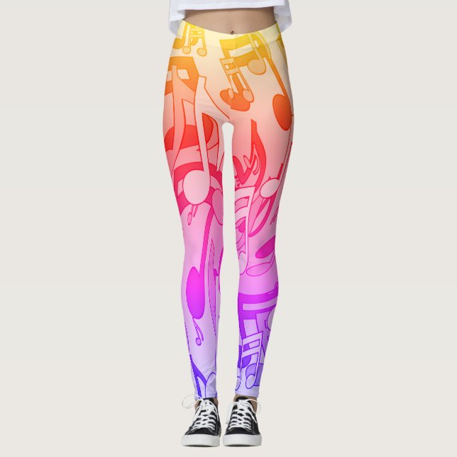 Beautiful Music Happy Colours Lively Musical Notes Leggings (Front)