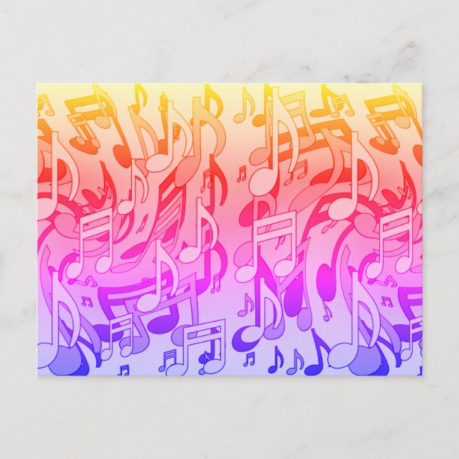 Beautiful Music Happy Colours Lively Musical Notes Postcard (Front)
