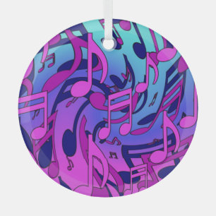 Beautiful Music Lively Colorful Upbeat Design Glass Tree Decoration