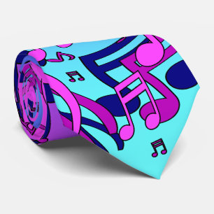 Beautiful Music Lively Notes Aqua Blue Purple Pink Tie