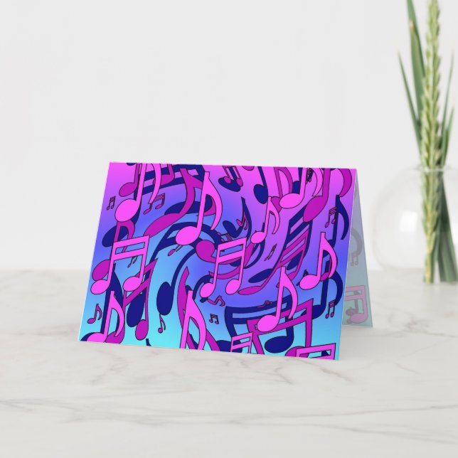 Beautiful Music Lively Notes Pink Purple Blue Aqua (Front)