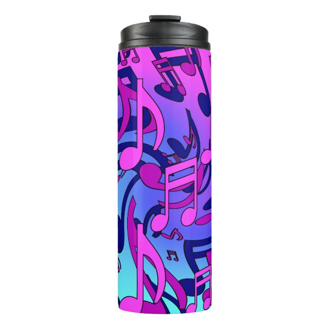 Beautiful Music Lively Notes Pink Purple Blue Aqua Thermal Tumbler (Front)