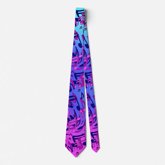 Beautiful Music Lively Notes Pink Purple Blue Aqua Tie (Front)